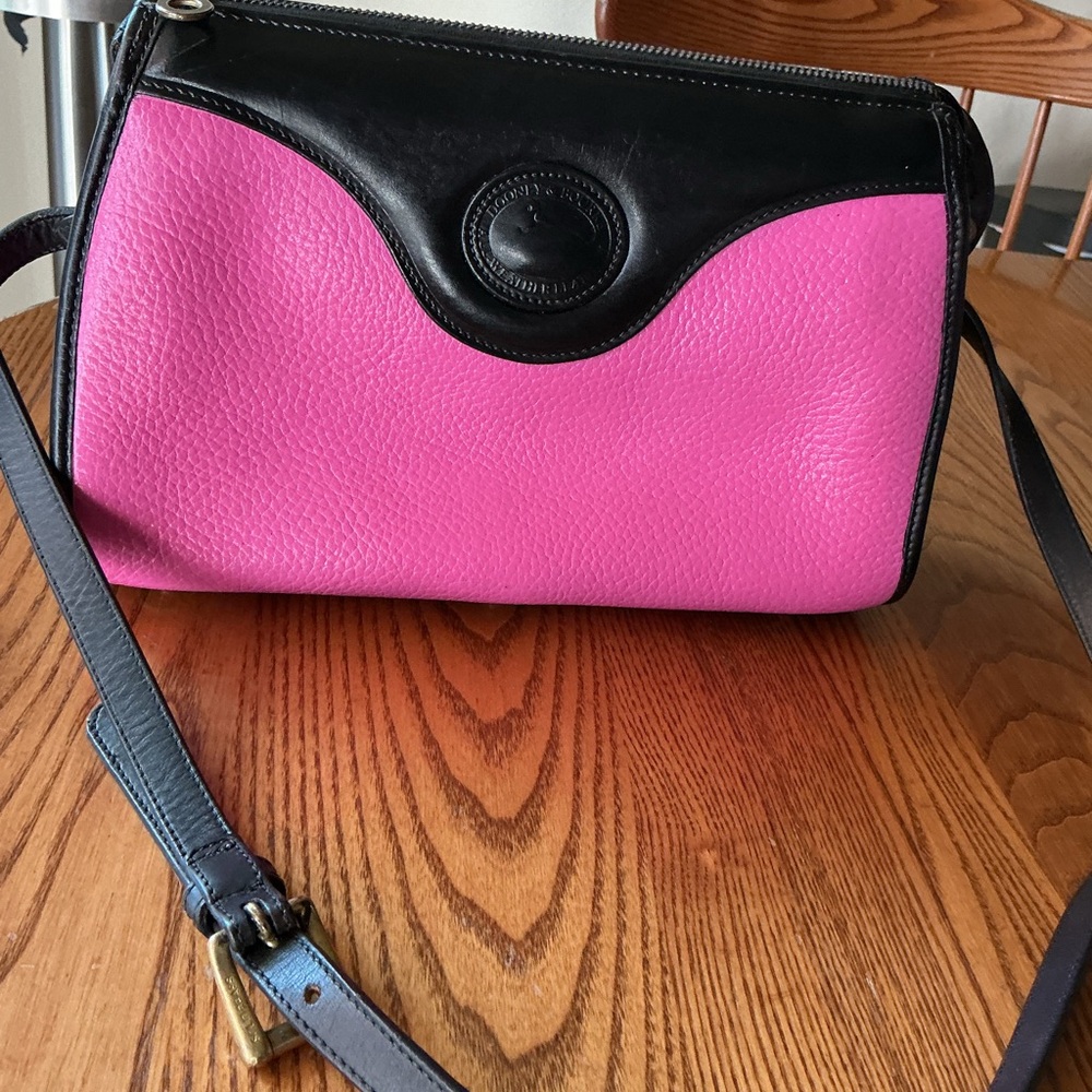 Dooney and Burke Leather Crossbody Bag in Pink and Black
